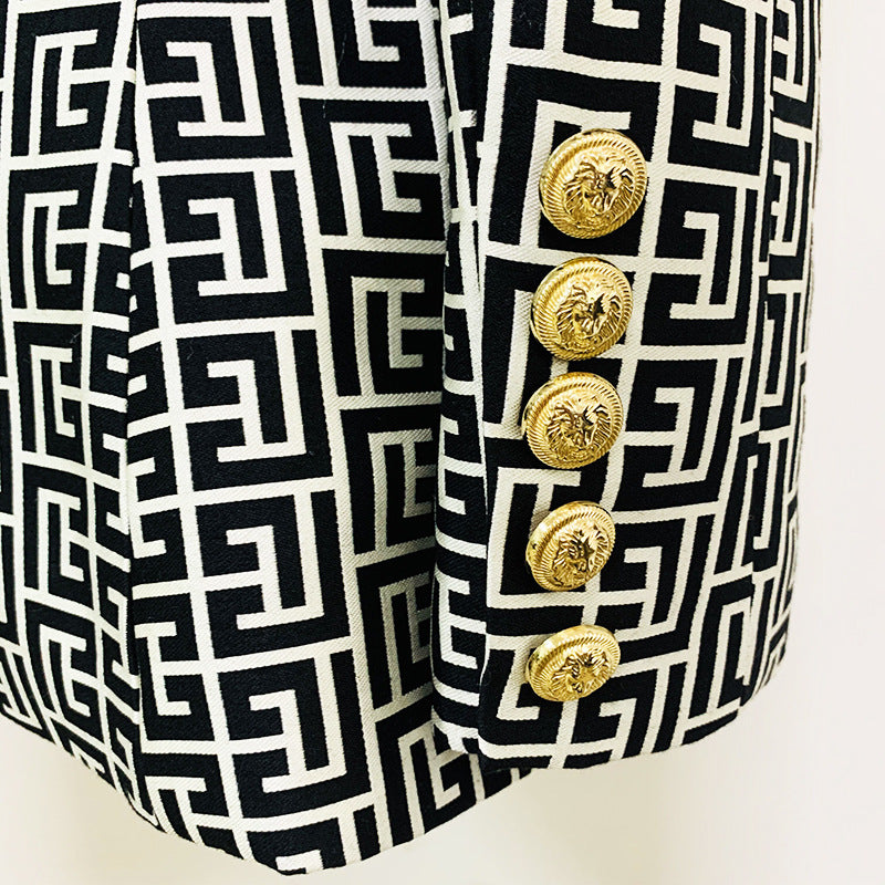 Personality Profile Shrug Geometric Pattern Jacquard Blazers