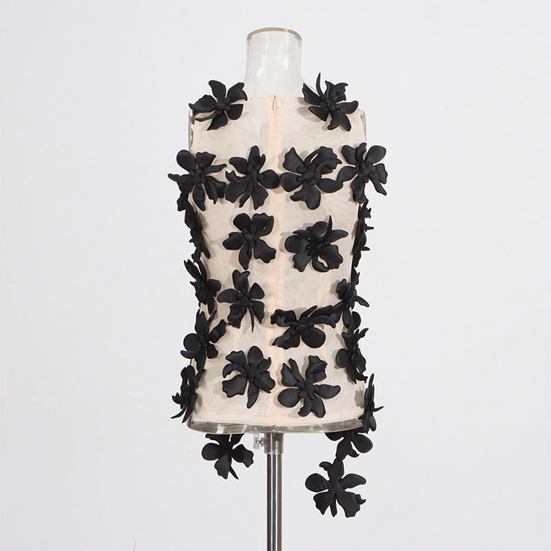 Women's Niche Sexy Three-dimensional Flower Collage Design Tops