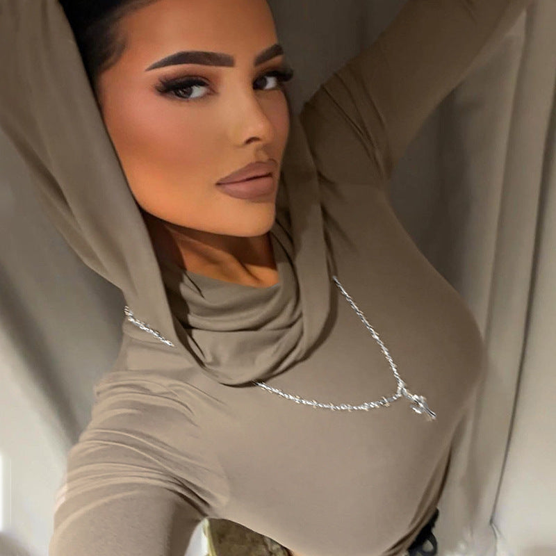 Wear Swing Collar Stretch Temperament Elegant Agent Hooded Blouses