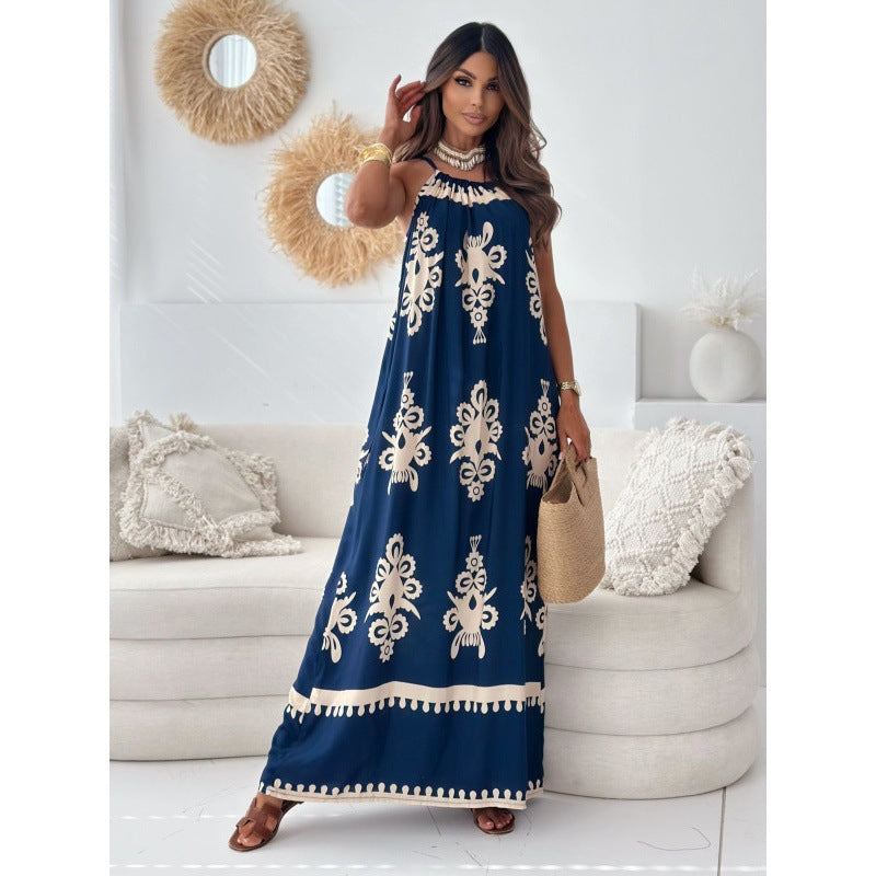 Slouchy Positioning Flower Printing Slip Dress Dresses
