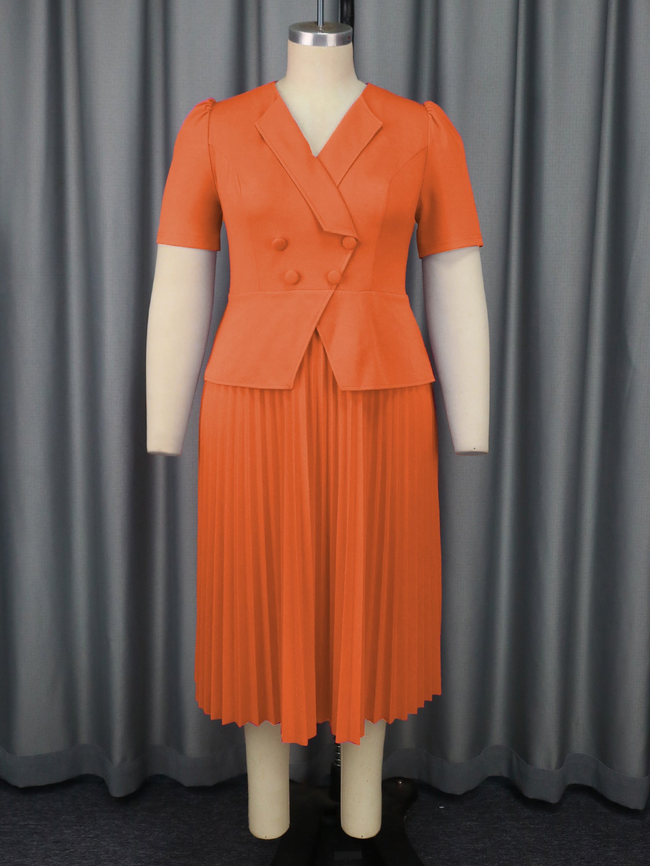 Collar Pleated Elegant Style High Waist Dresses