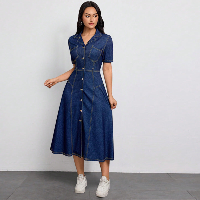 Women's Denim Thin High Class Elegant Dress Dresses
