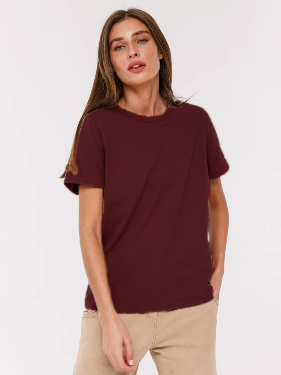 Women's Cotton Short-sleeved T-shirt Summer Fashion Home Versatile Round Neck Blouses