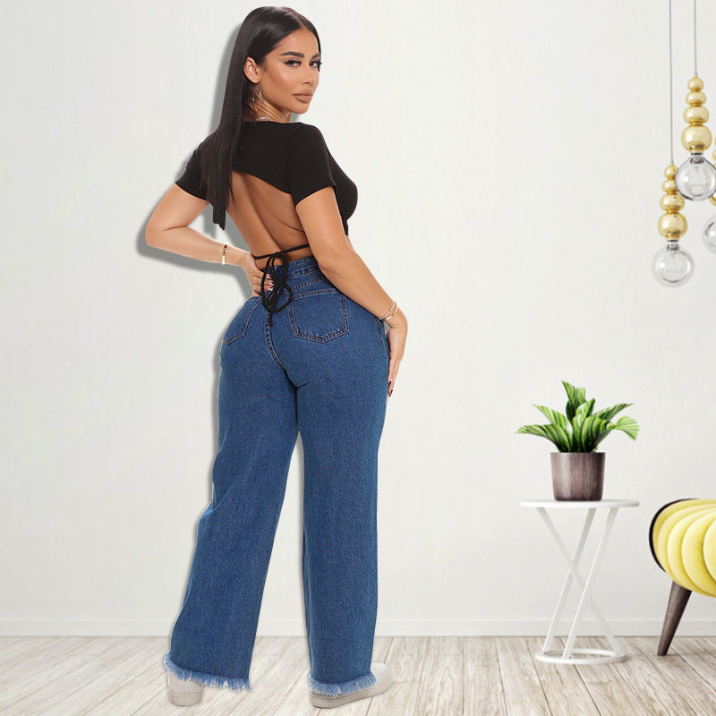 Women's Cool Autumn Embroidered Washed Sexy Jeans