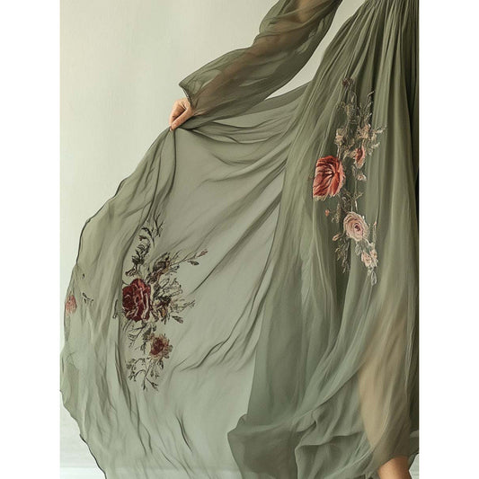 Digital Positioning Printed Long Sleeve Collar Dresses