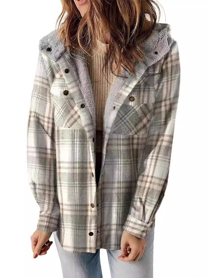 Women's Hooded Lamb Wool Thickened Fleece-lined Casual Blouses