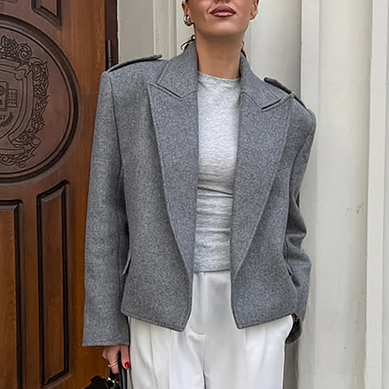 Women's Solid Color Wool High-grade Graceful Fashionable Blazers