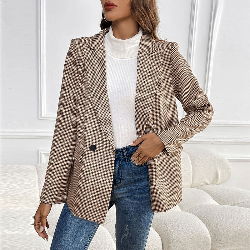Women's Button Lapel Long Sleeve With Pocket Blazers