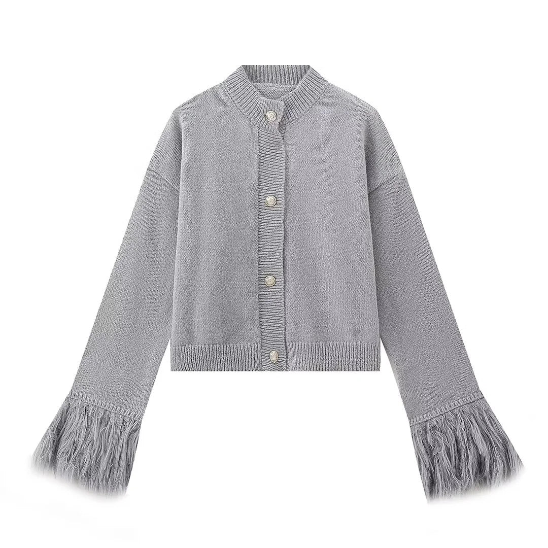 Women's Fashion Classy Cuff Fur Stitching Sweaters