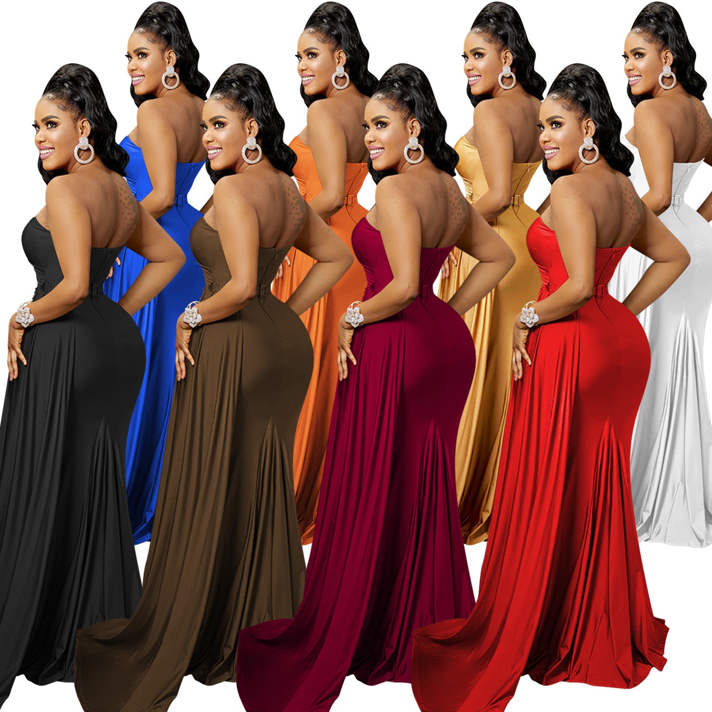 Women's Fashion Solid Color Party Tight Sleeve Dress Dresses