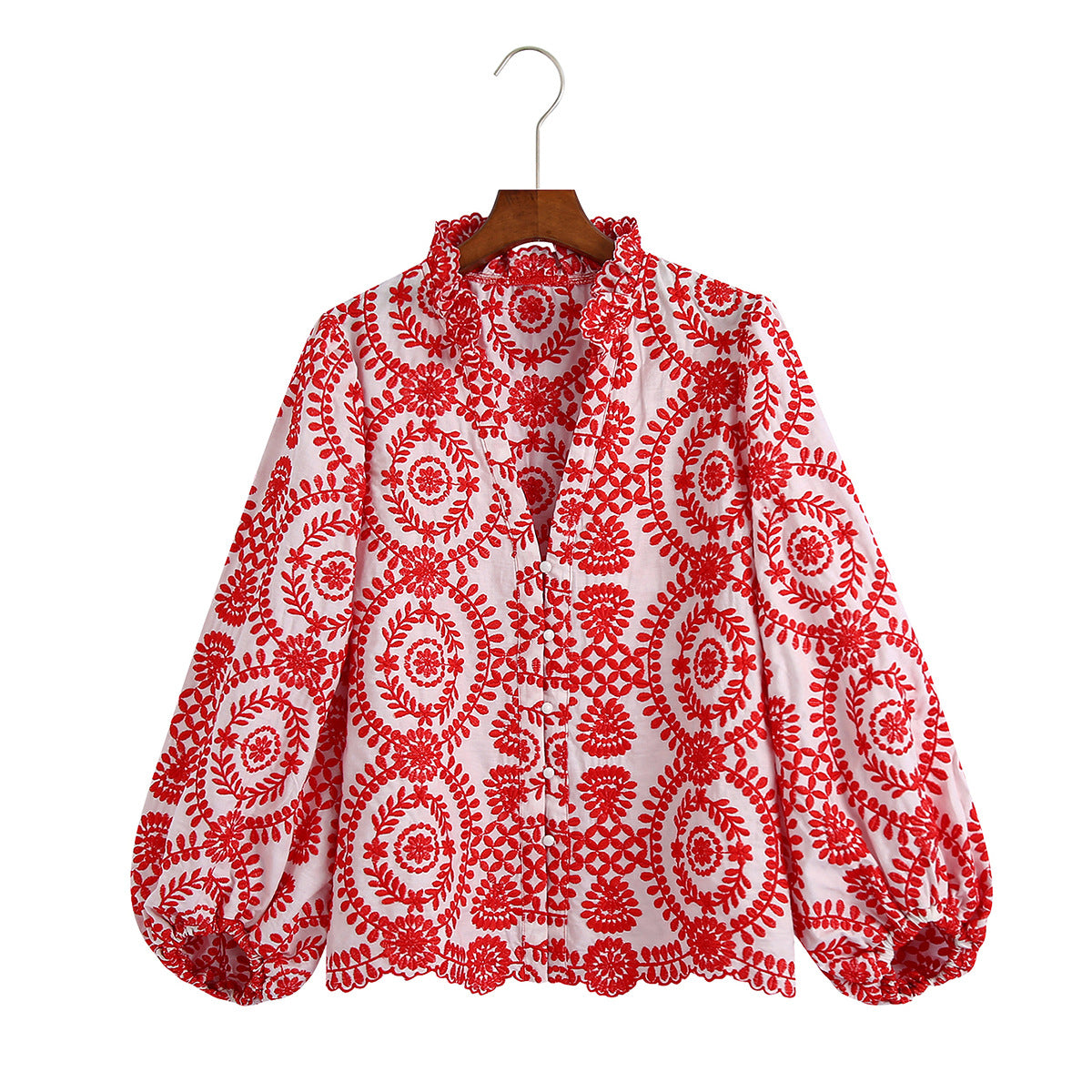 Women's Graceful Embroidered Shirt Long Sleeve Blouses