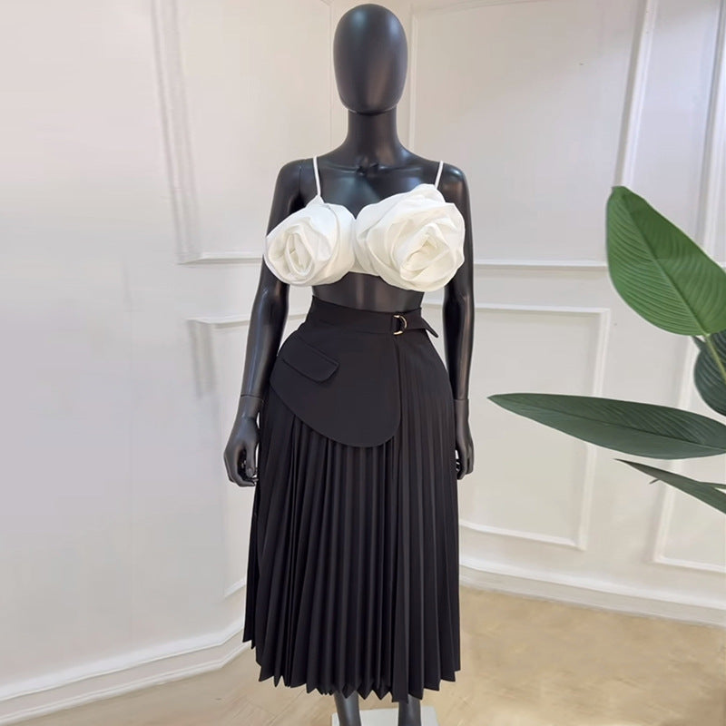 Women's Summer Waist Design A- Line Pleated Skirts