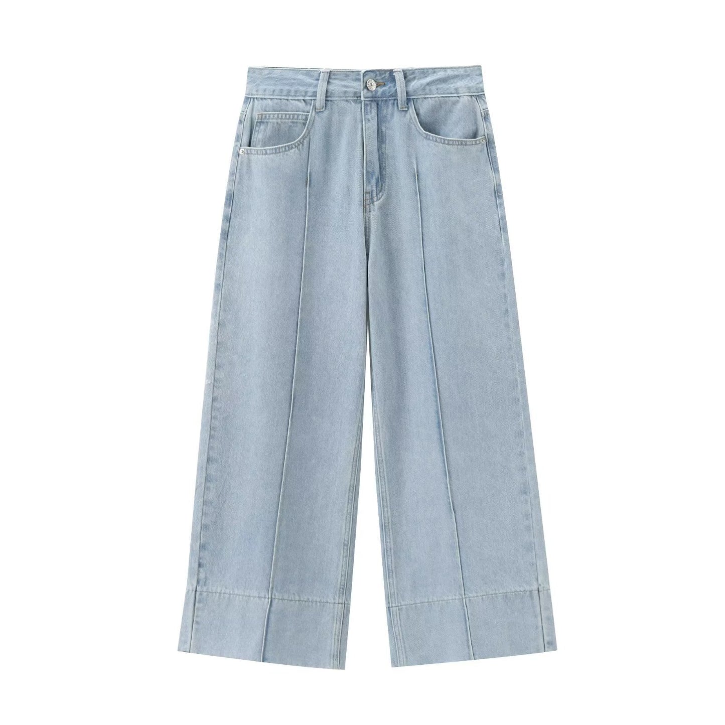 Women's High Waist Ankle Wide Leg Casual Jeans
