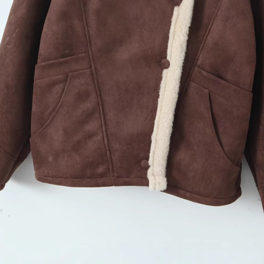 Women's Fashion Thick Warm Lamb Wool Loose Coats