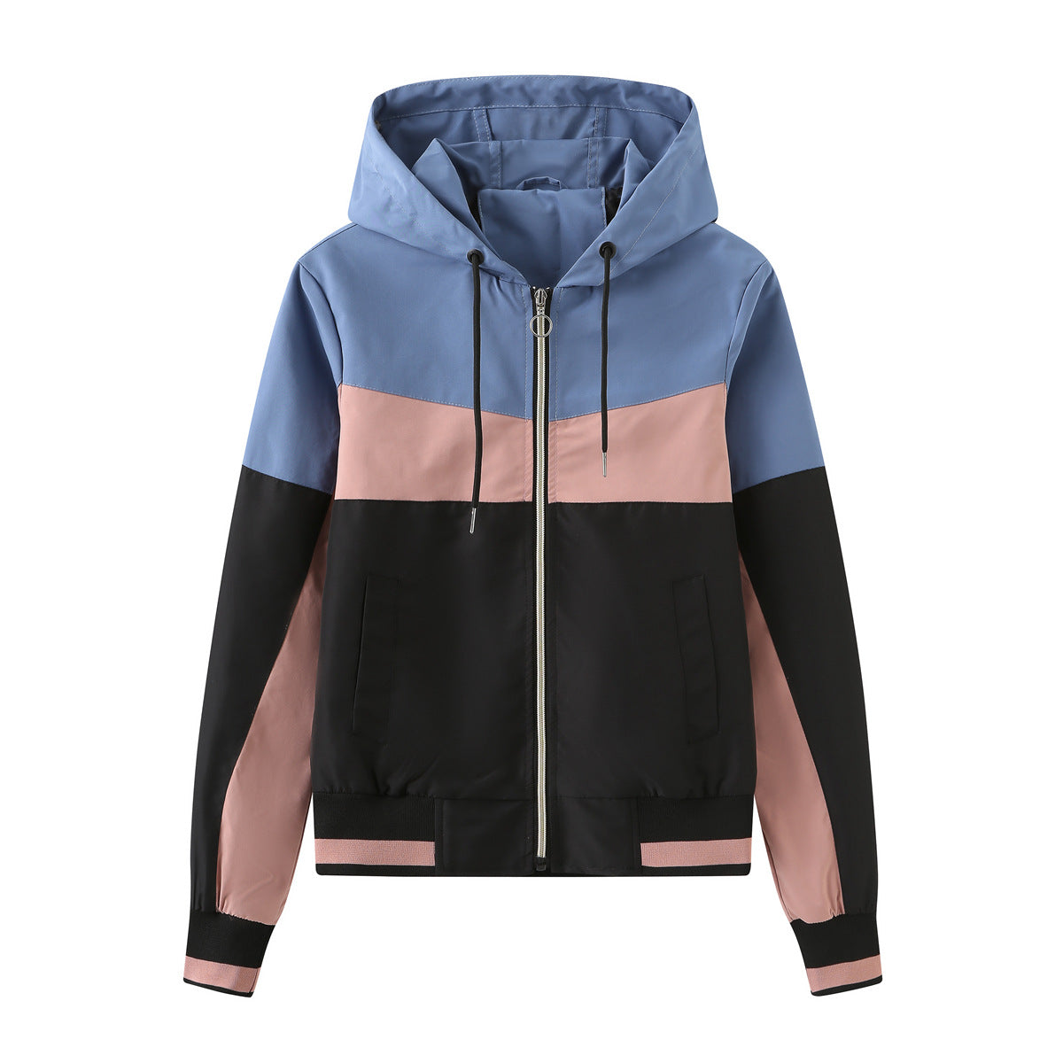 Women's Thin Anorak Color Long Sleeve Zipper Coats