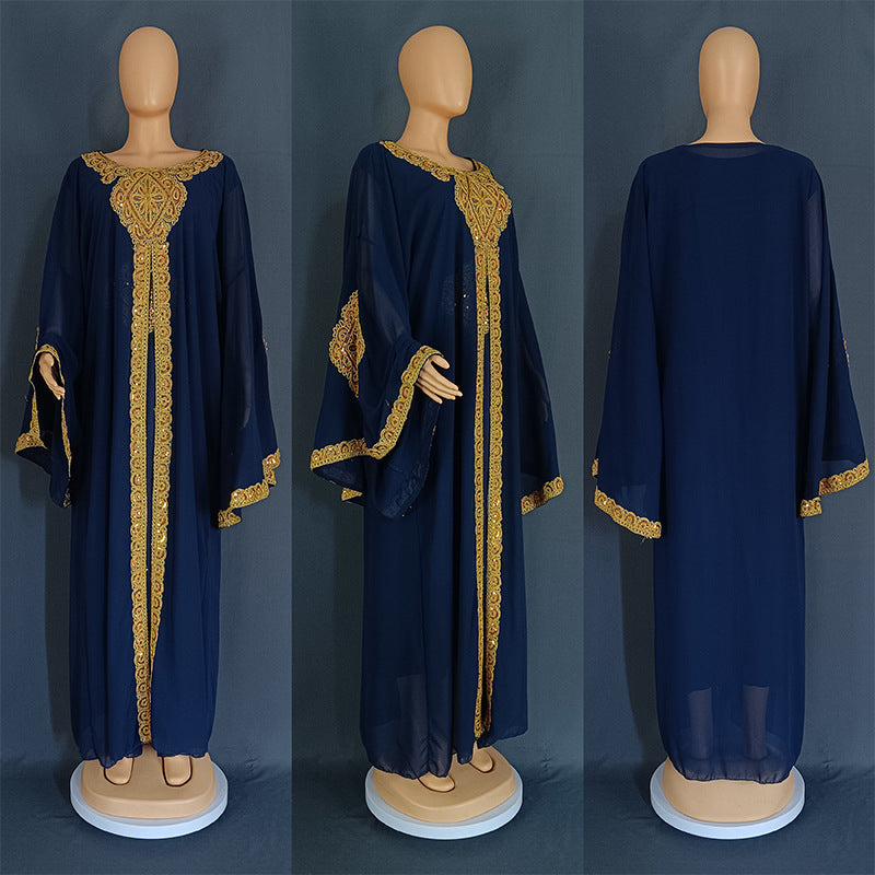Malay Bell Sleeve Thorn Robe Embroidered Dresses