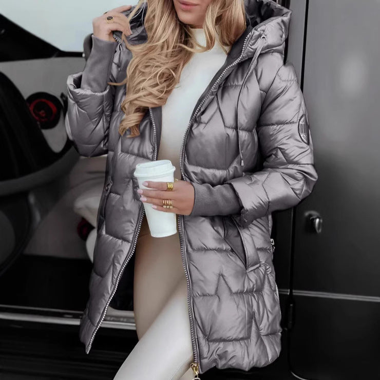 Attractive Winter Hooded Cotton Triple Zipper Coats