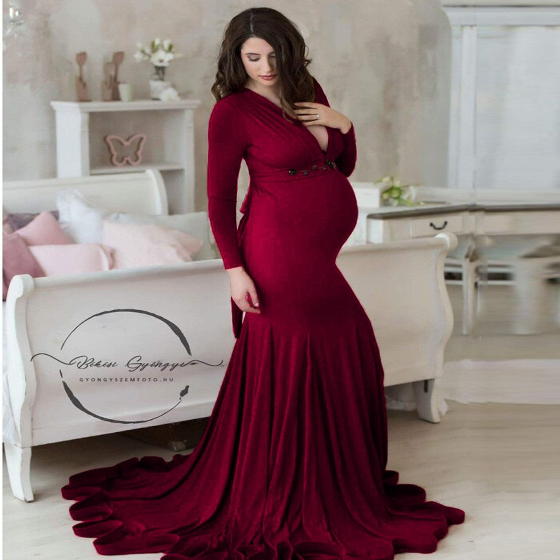 Women's Mercerized Cotton Mop Long Sleeve Dress Dresses