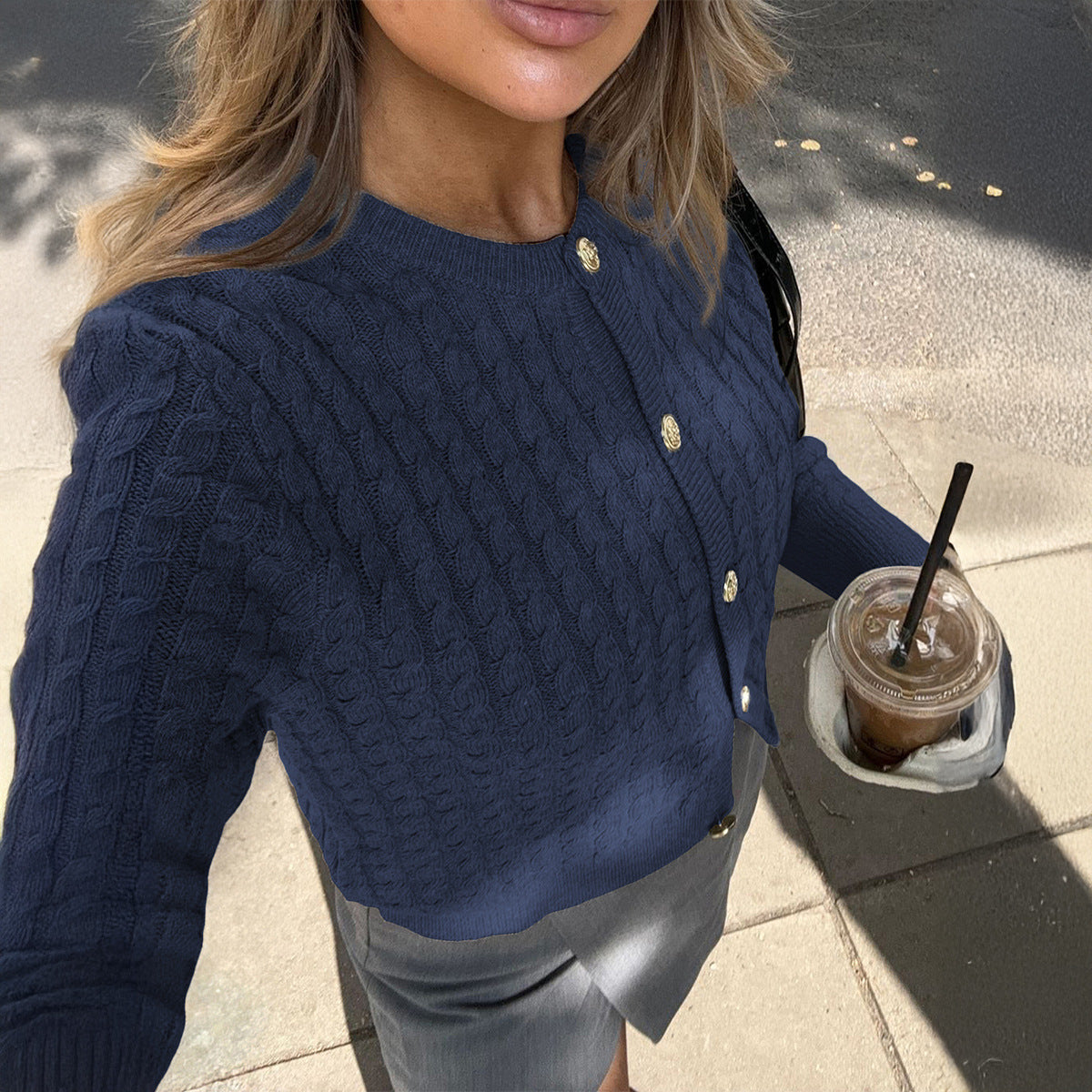 Women's Style Solid Color Long Sleeve T-shirt Sweaters