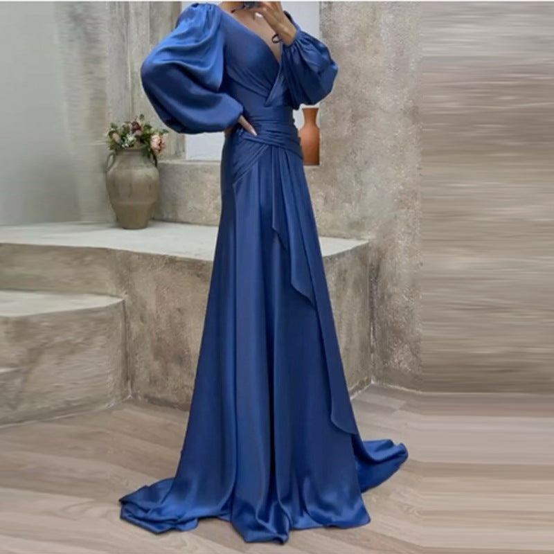 Summer Cross Fitted Waist Pleated Long Dresses