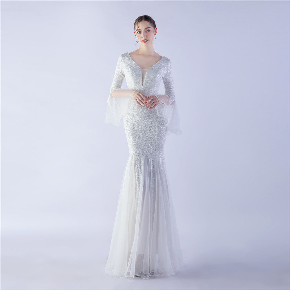 Craft Encryption Mesh Dinner Stage Sequined Wedding Dresses