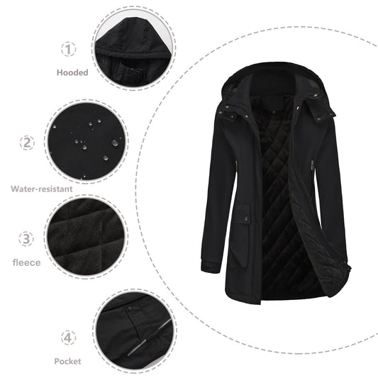 Detachable Cap Parka Fleece Padded Shell Coats