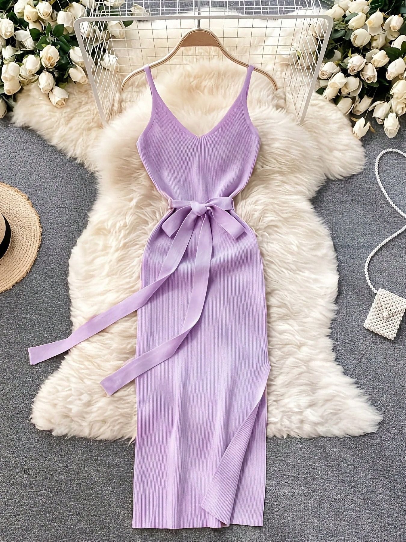 Elegant Casual Waist Slimming Knitted With Dress