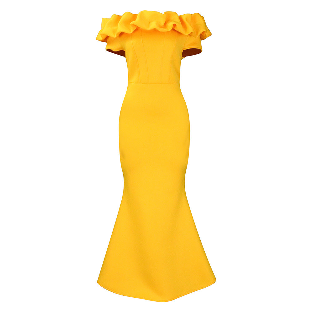 Women's Solid Color Fishtail Wooden Ear Dress Skirts