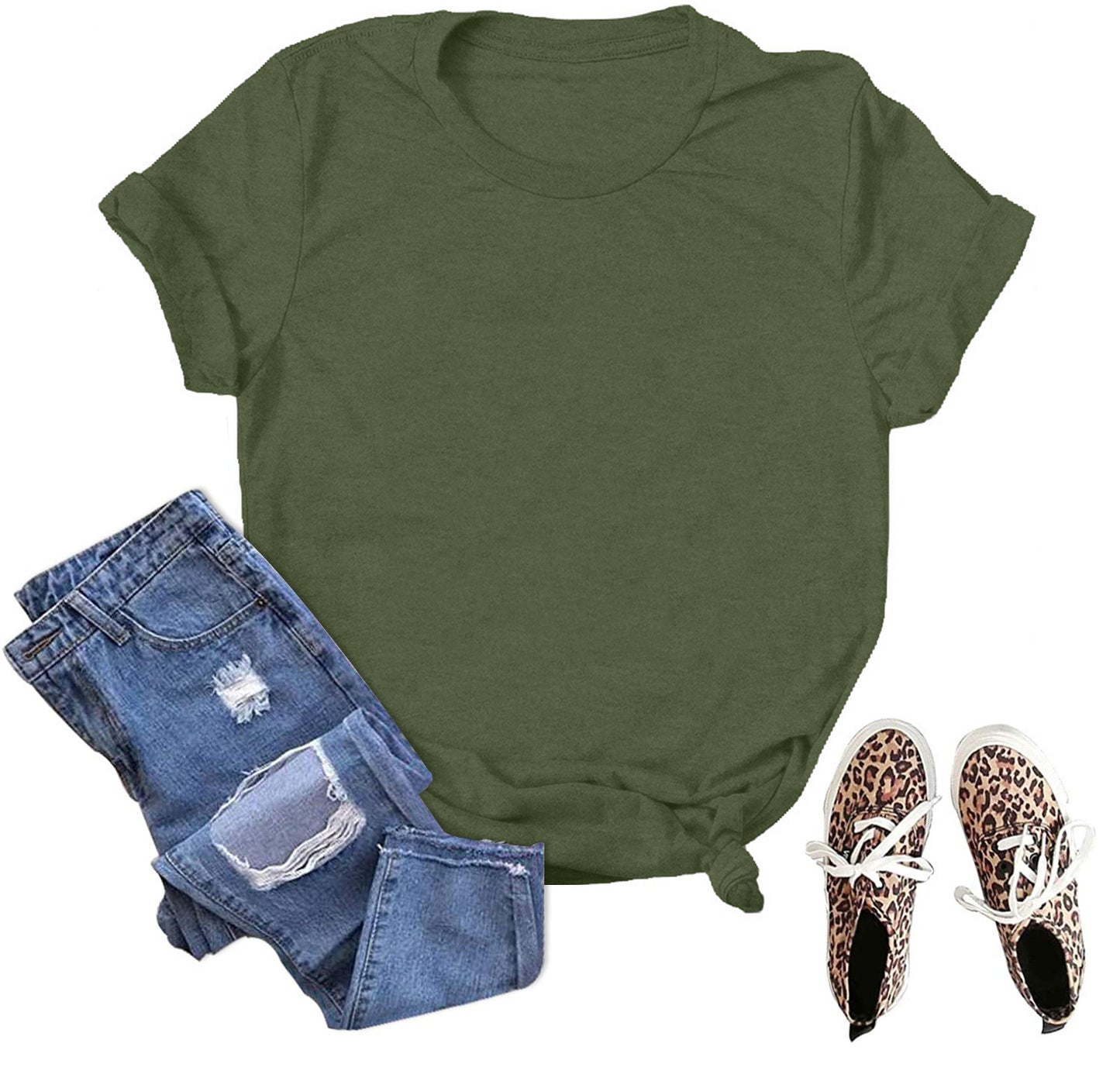 Women's & Men's & Solid Color Blank Loose T-shirt Blouses