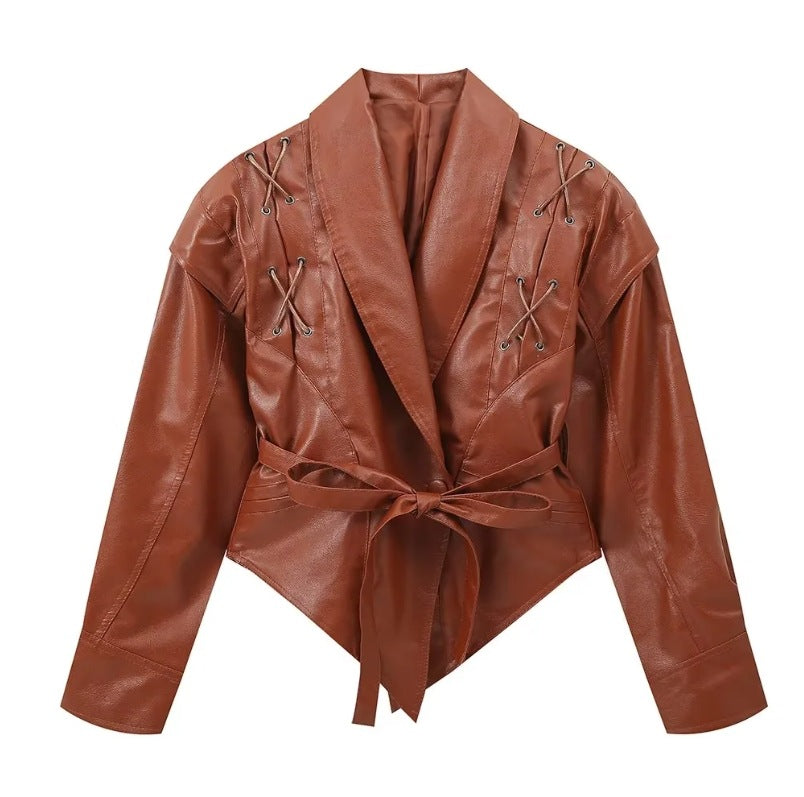 Women's Retro Imitation Leather Quality Soft Sheepskin Jackets