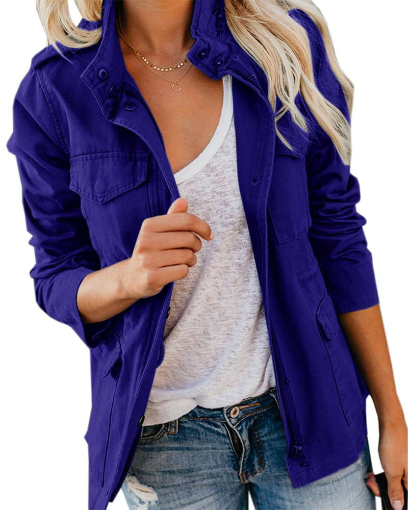Women's Slim Fit Fashion Street Hipster Solid Jackets