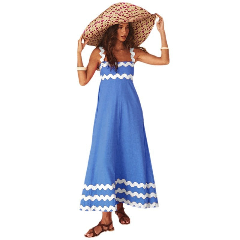 Women's Stylish Suspender Dress Printed Long Dresses