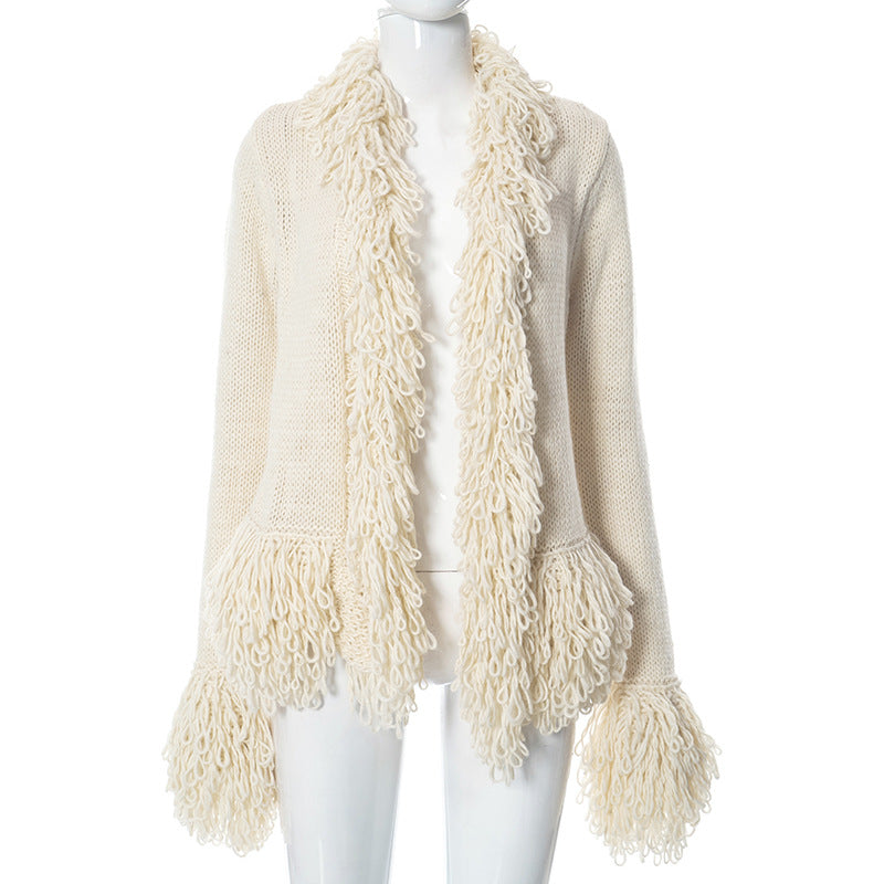 Women's Fashion Tassel Horn Long Sleeve Knitwear