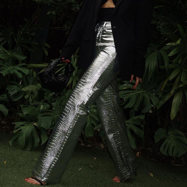 Women's Fashion Scale Pattern High Waist Long Pants