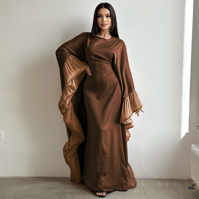 Unique Stitching Lace Sleeve Length Robe Dresses