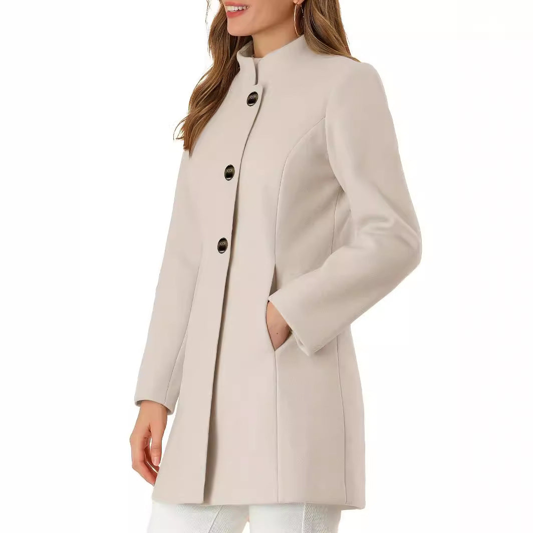 Women's Casual Solid Color Thick Long Sleeves Coats
