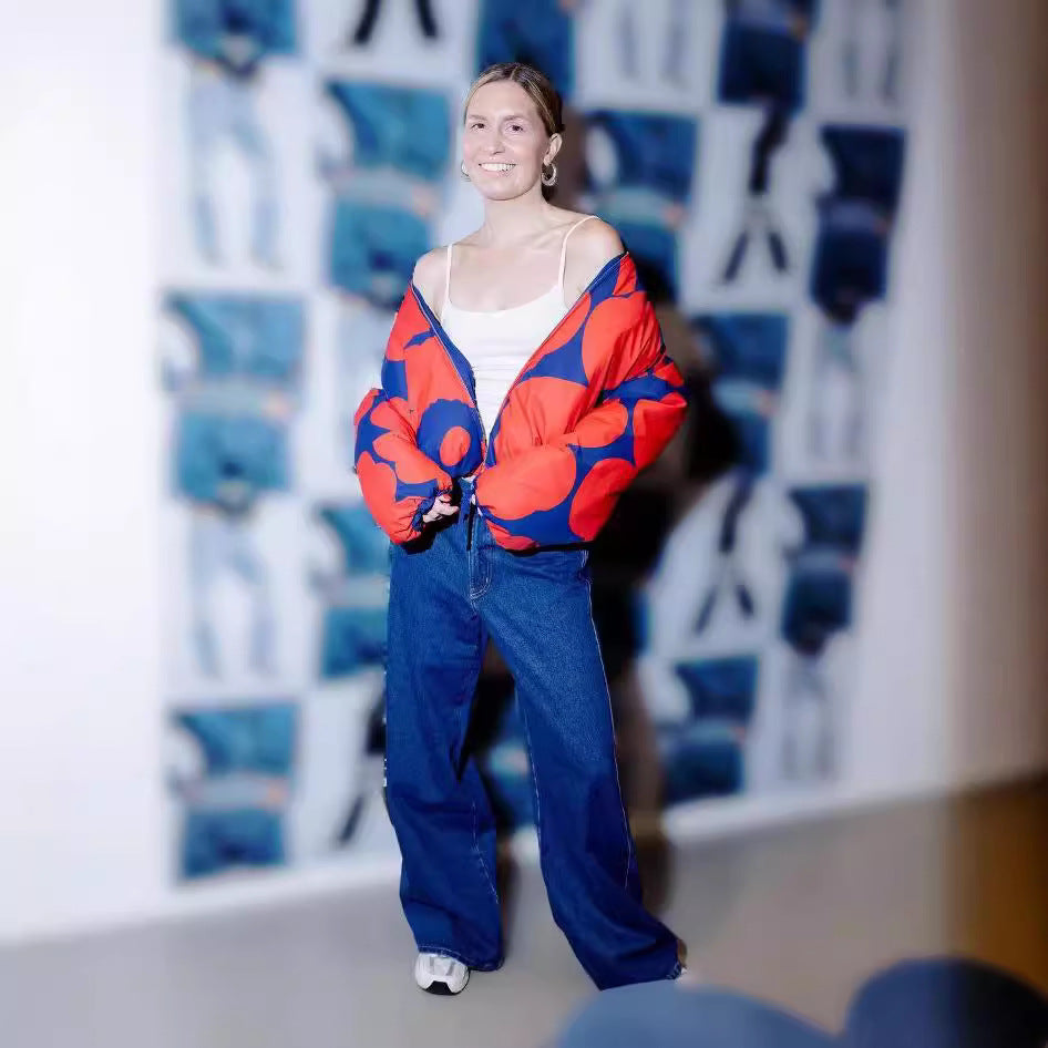 Popular Stand Collar Bomber Pattern Print Coats