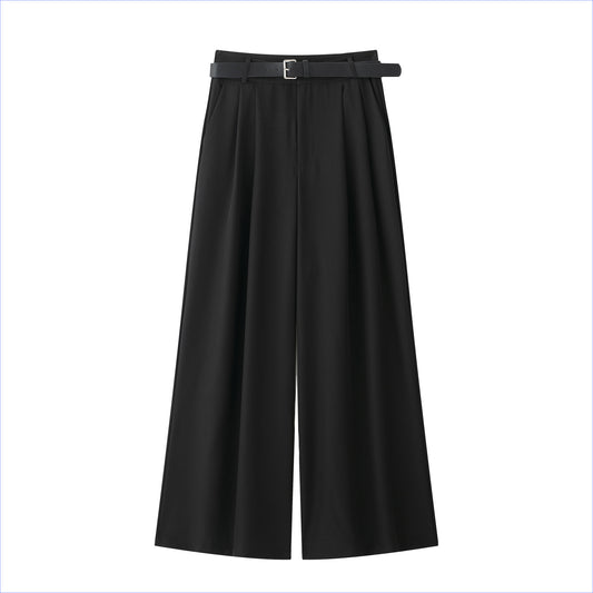 Women's Waist Matching Belt Pairs Of Pleated Pants