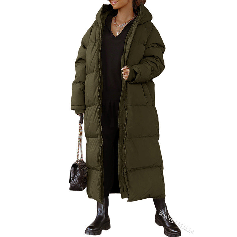 Women's Hooded Solid Color Leisure Warm Zipper Coats