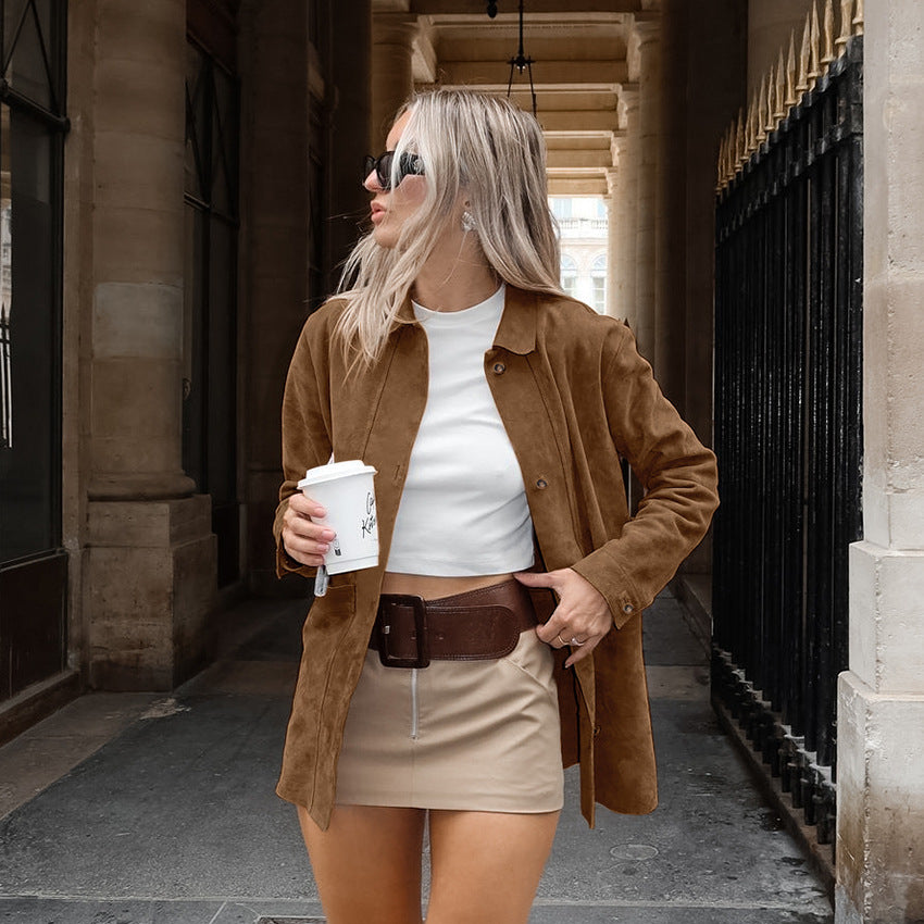 British Style Suede Loose Casual Autumn Fashion Blazers