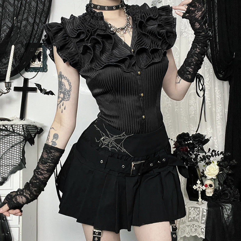 College Style Hot Pleated Summer Dark Skirts