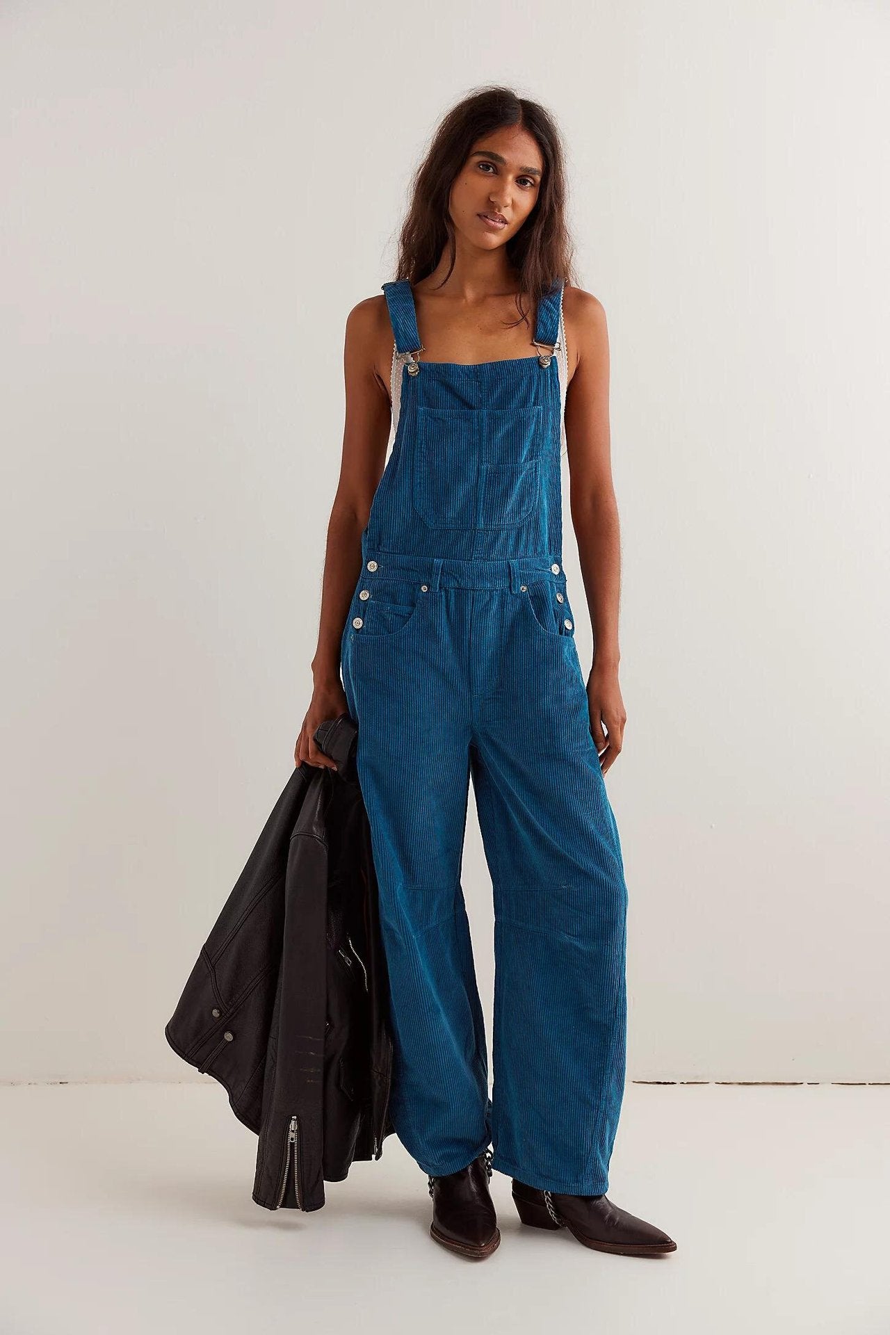 Women's Corduroy Overalls Fashion Loose One-piece Pants