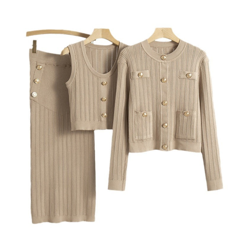 Comfortable Slouchy Women's Knitting Three-piece Set Fashion Casual Suit
