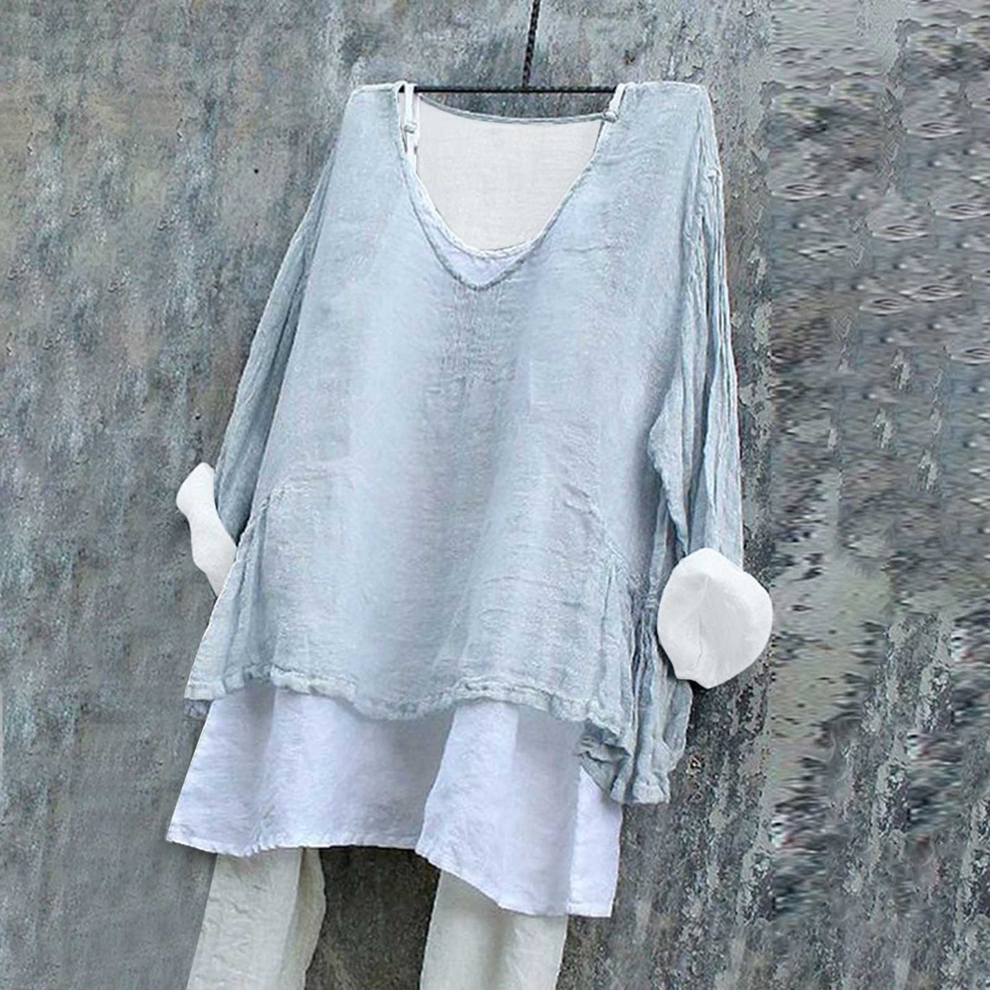Fashion Loose Digital Printing Long Sleeve Blouses