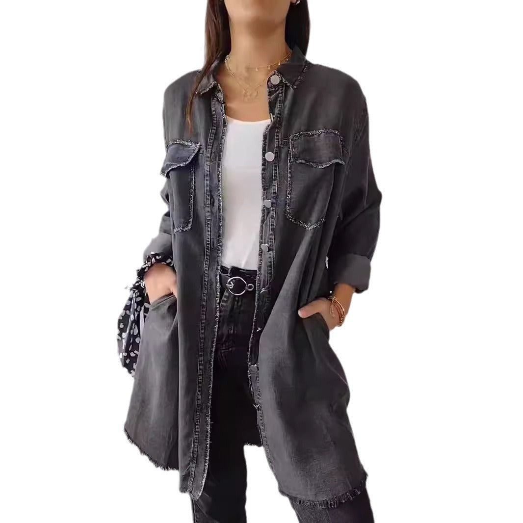 Women's Fashion Wash Water Denim Dress Craft Jackets