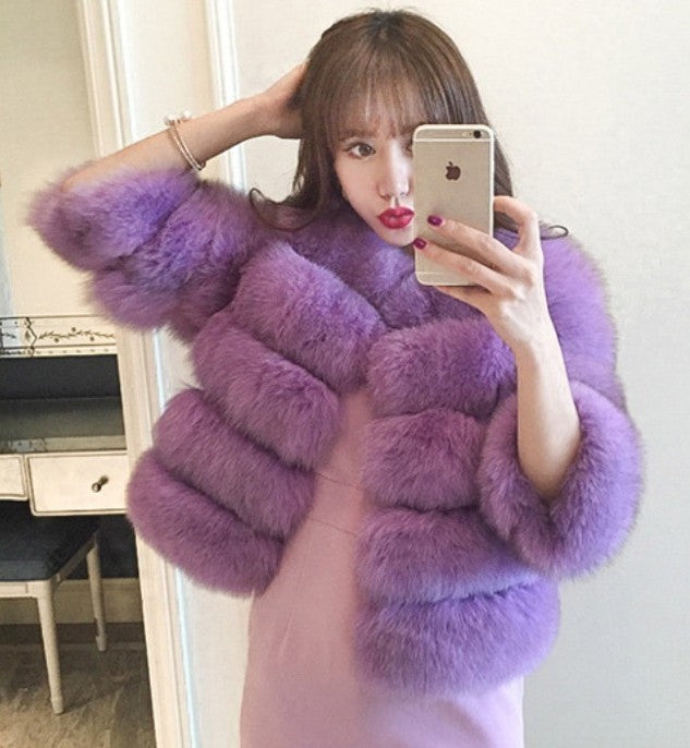 Women's Fur Imitation Fox Faux Long Sleeve Coats