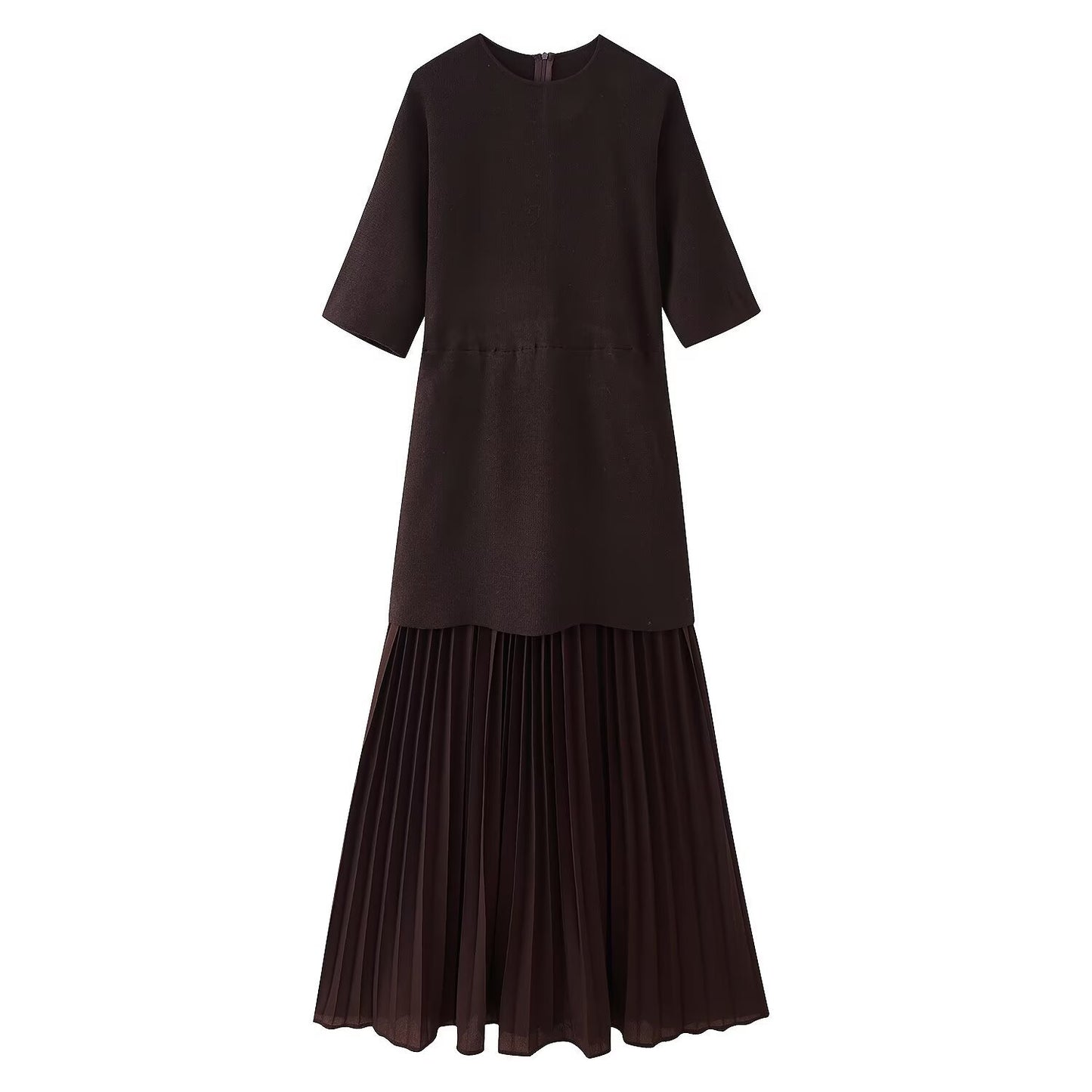 Women's Fashion Wear Knitted Small Pleated Stitching Dresses