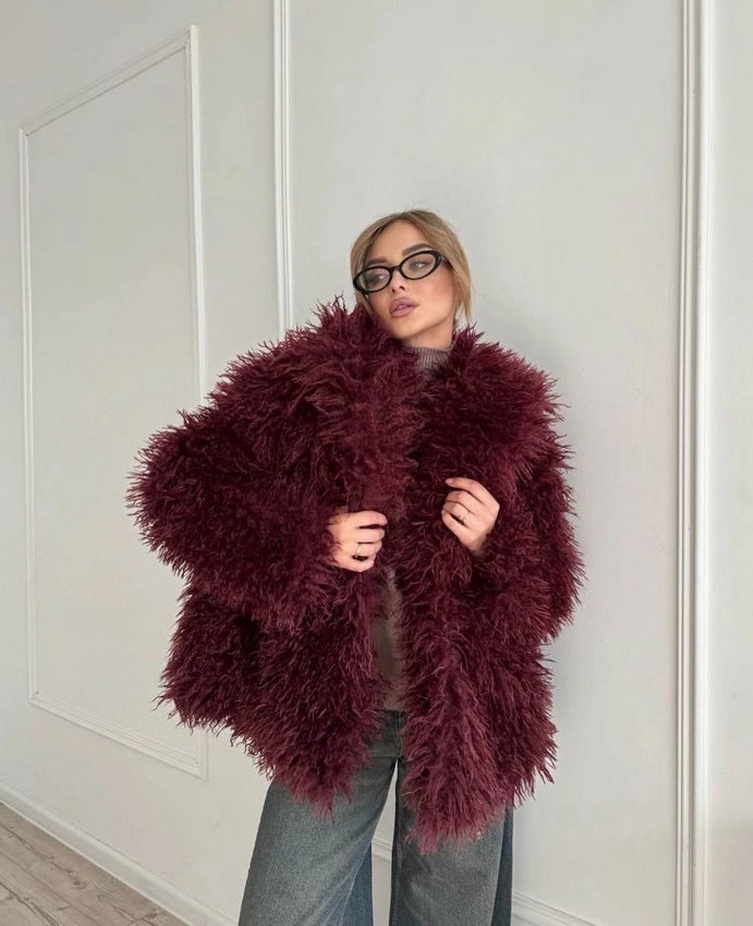 Women's Fur Large Lapel Artificial Fashion Fox Coats