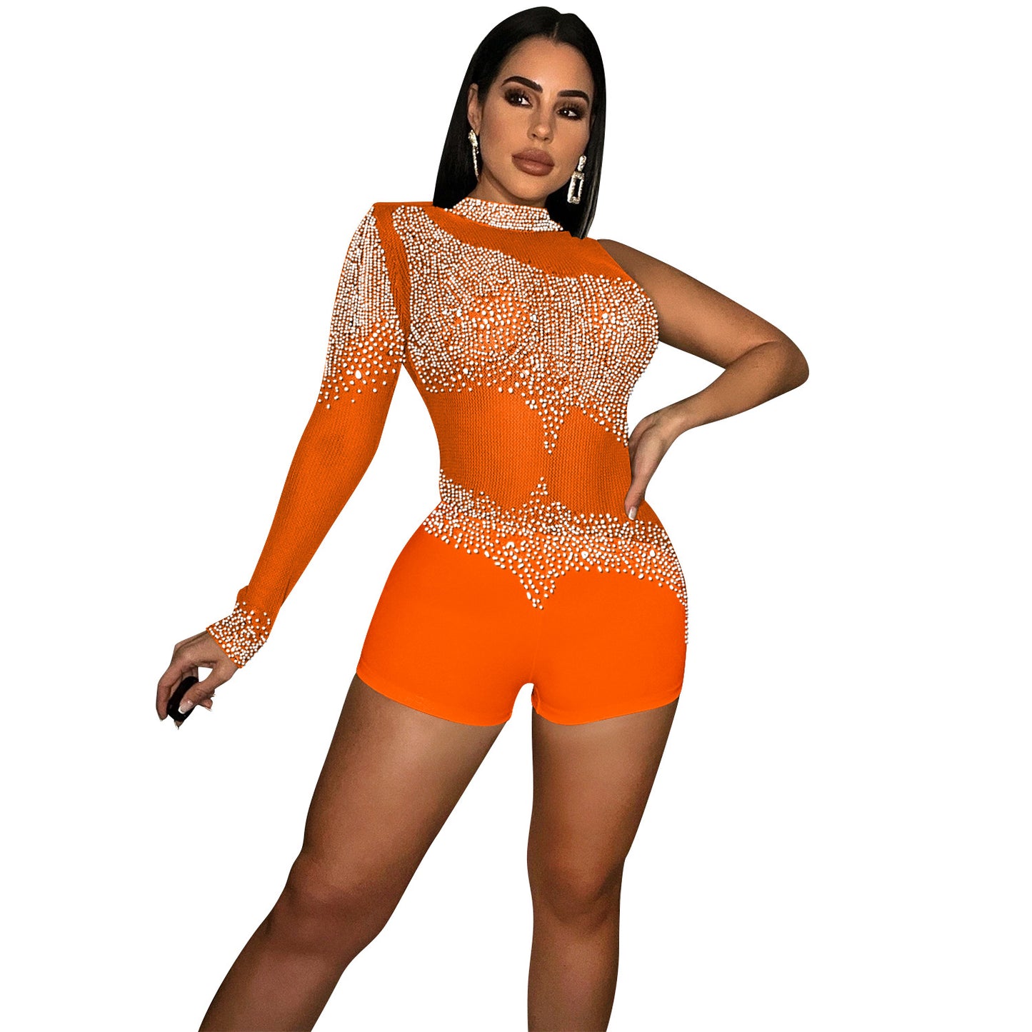Women's Fashion Sexy Tight Nightclub Single Sleeve Pants