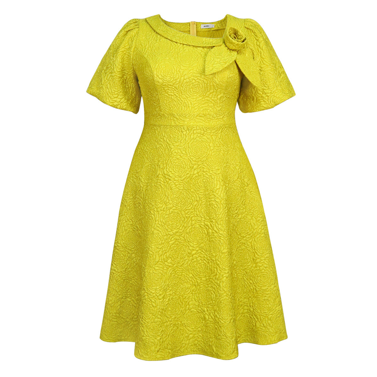 Jacquard Fabric Flowers Dress African A- Dresses